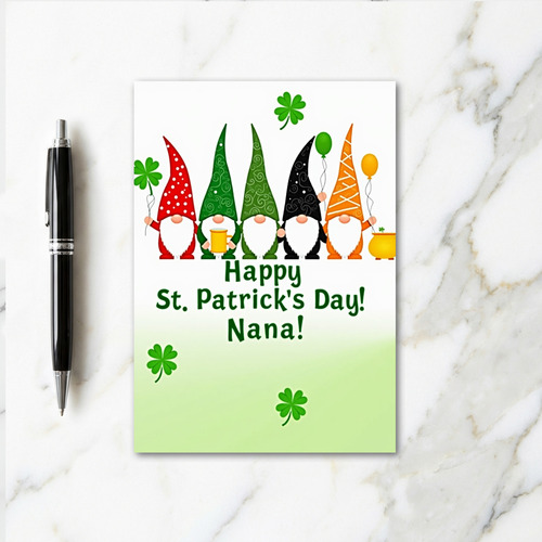 Gnome Happy St Patricks Day Nana Card