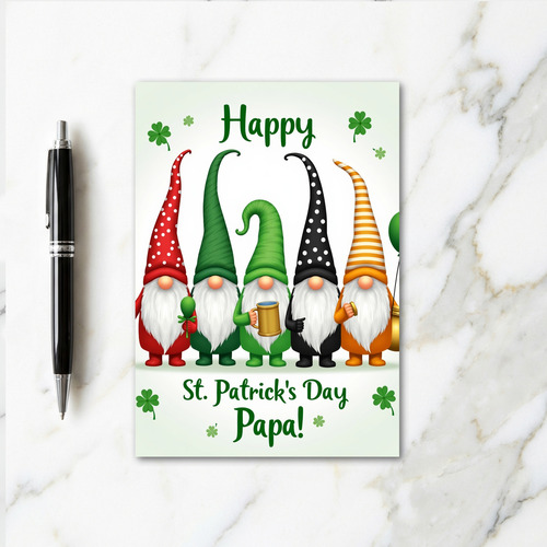 Gnome Happy St Patricks Day Papa Card