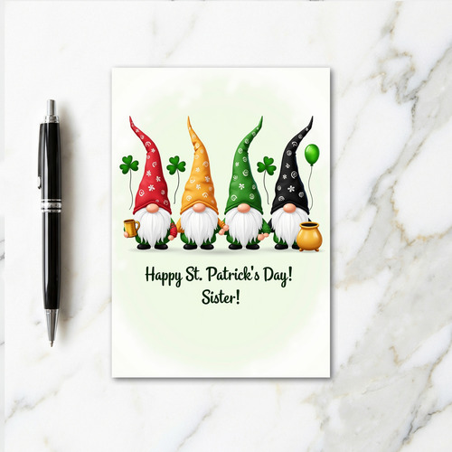 Gnome Happy St Patricks Day Sister Card