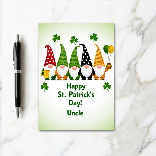 Gnome Happy St Patricks Day Uncle Card