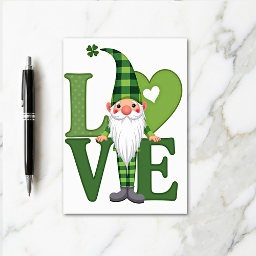 Gnome Love Green Heart Card
