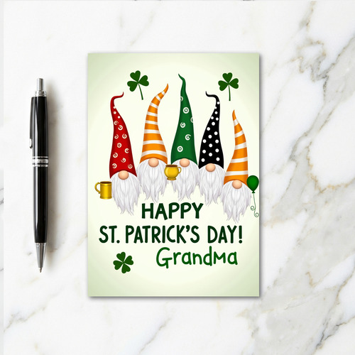 Gnome Polka Dot Hats St Patricks Card
