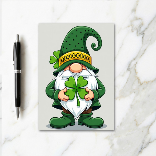 Gnome Shamrock Faux Gold Foil Card