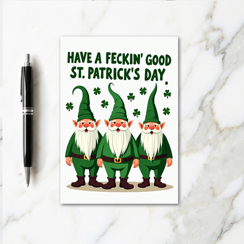 Gnome Shamrock Good Luck Card