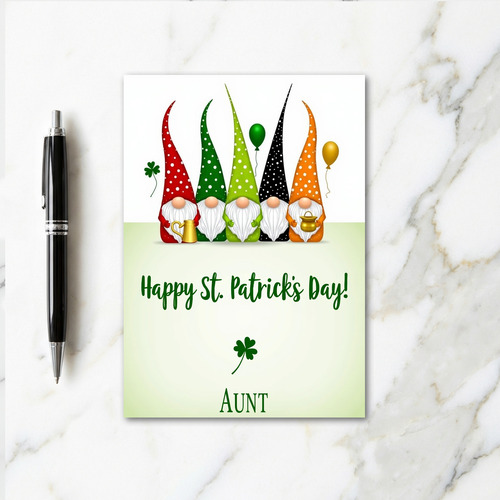Gnome St Patricks Day Aunt Card