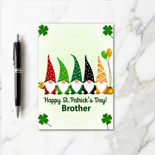 Gnome St Patricks Day Brother Card