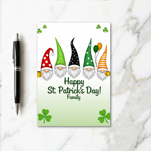 Gnome St Patricks Day Family Card