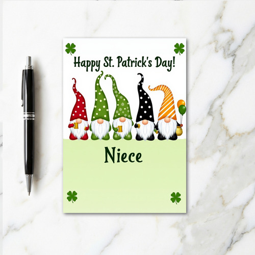Gnome St Patricks Day Glitter Card