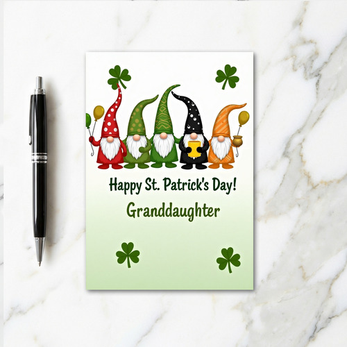 Gnome St Patricks Day Granddaughter Card