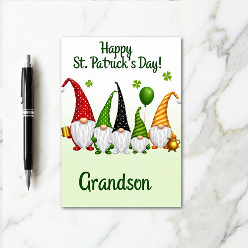 Gnome St Patricks Day Grandson Card