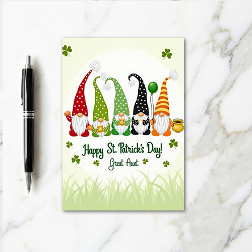 Gnome St Patricks Day Great Aunt Card