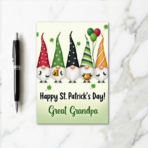 Gnome St Patricks Day Great Grandpa Card