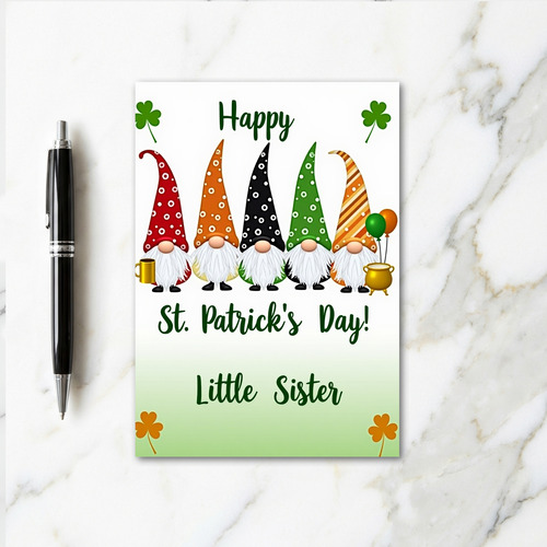 Gnome St Patricks Day Little Sister Card