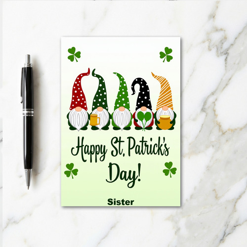 Gnome St Patricks Day Sister Card