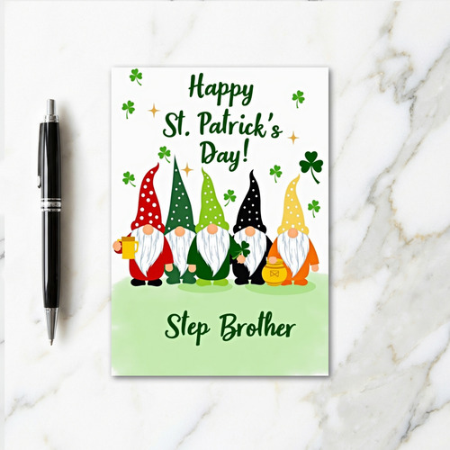 Gnome St Patricks Day Step Brother Card
