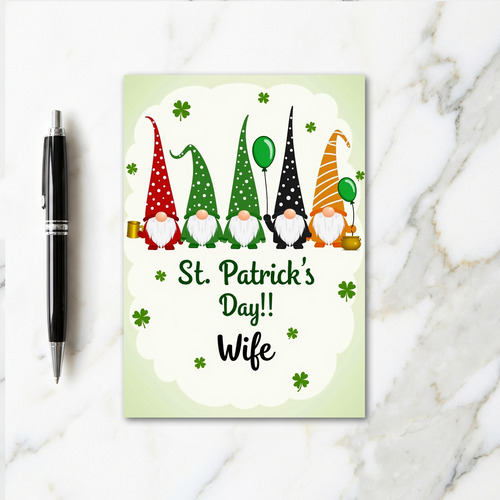 Gnome St Patricks Day Wife Card