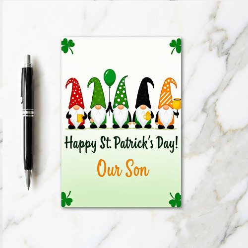 Gnome St Patricks Faux Gold Foil Card