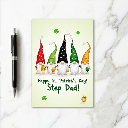 Gnome Step Dad St Patricks Day Card
