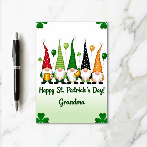 Gnomes St Patricks Day Grandma Card