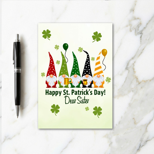 Gnomes St Patricks Day Sister Card