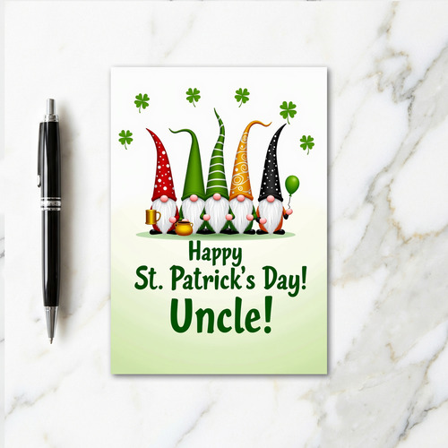 Gnomes St Patricks Day Uncle Card