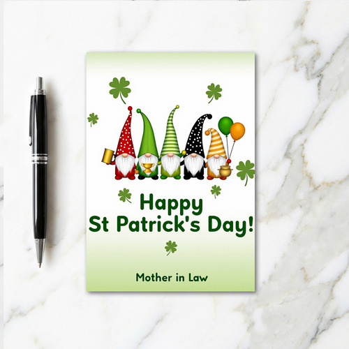 Gnomes St Patricks Faux Gold Foil Card