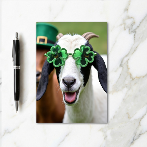 Goat Green Glasses Funny Card