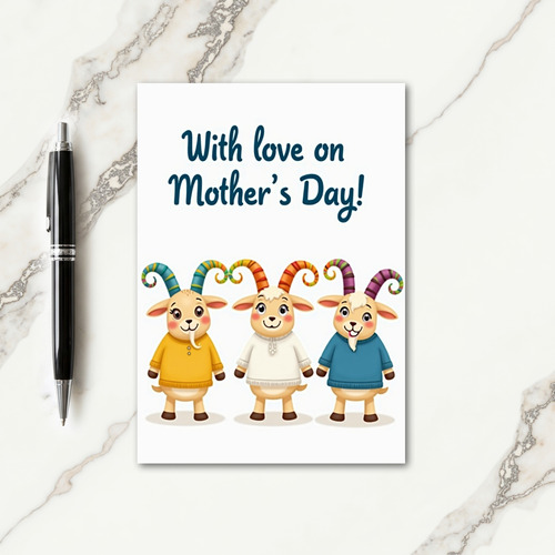 Goat Mothers Day Love Illustration Card