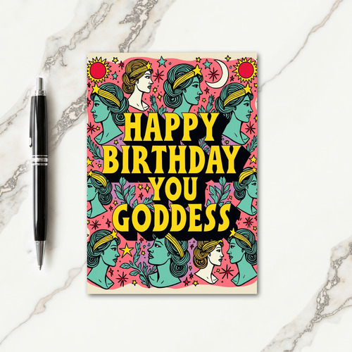 Goddess Star Profile Birthday Card