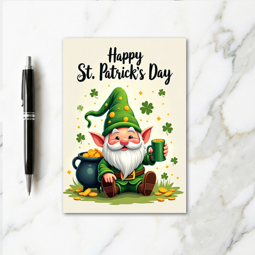 Gold Dots Gnome Holiday Card