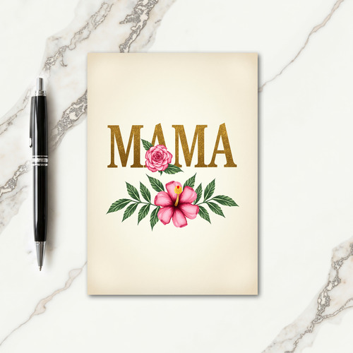 Gold Glitter Mama Floral Card