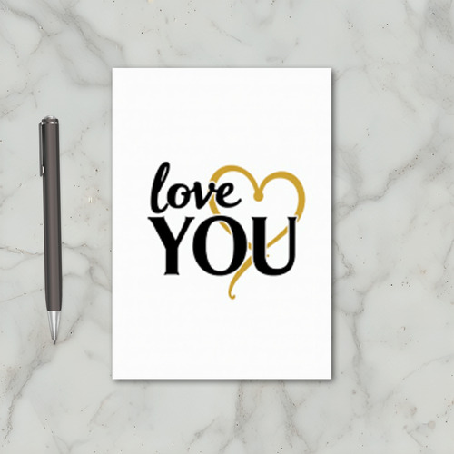 Gold Love You Valentine Card