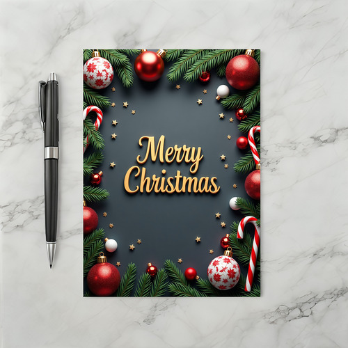 Gold Merry Christmas Card