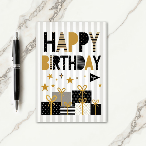 Gold Polka Birthday Card