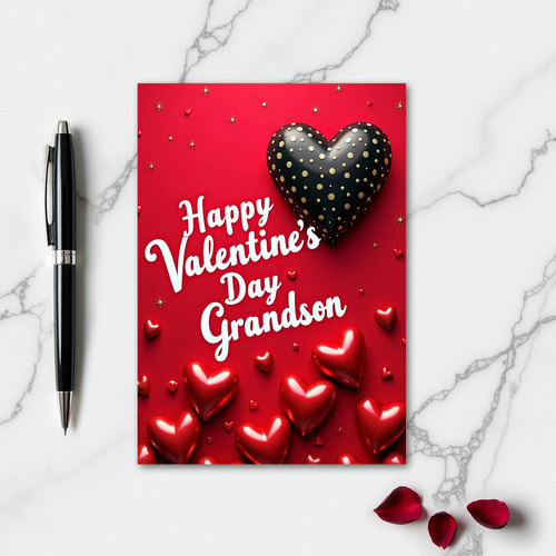 Gold Polka Dot Heart Card