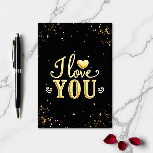 Gold Romantic I Love You Card