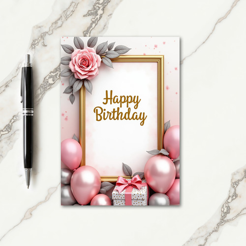 Gold Script Birthday Card