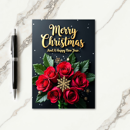 Gold Script Christmas Card