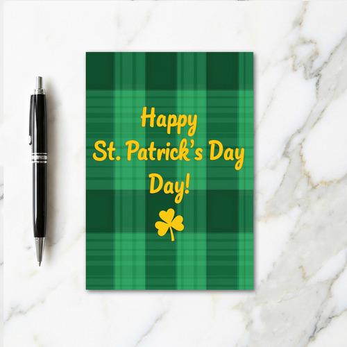 Gold St Patricks Day Plaid Card