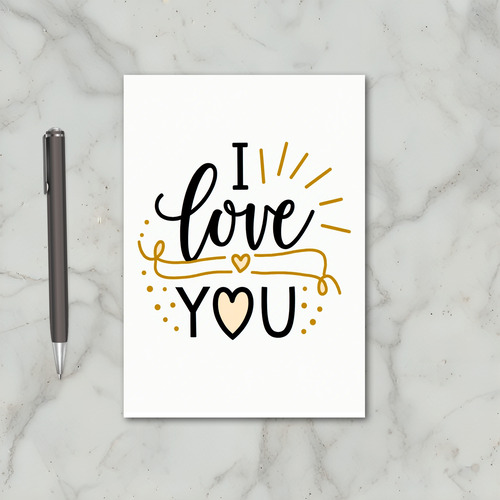 Gold Valentines Love You Card