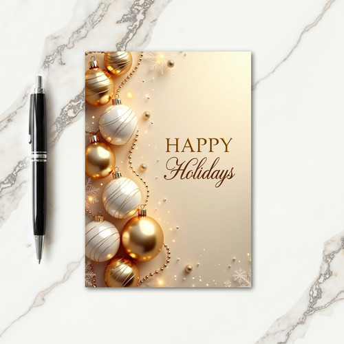 Gold White Christmas Card