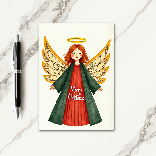 Golden Angel Christmas Card
