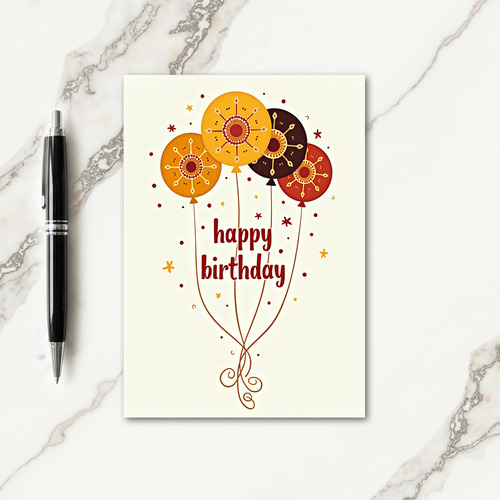Golden Balloons Birthday Card