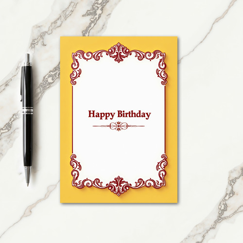 Golden Baroque Birthday Card