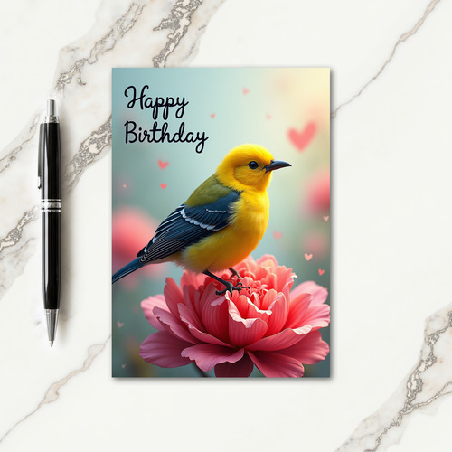 Golden Bird Birthday Card