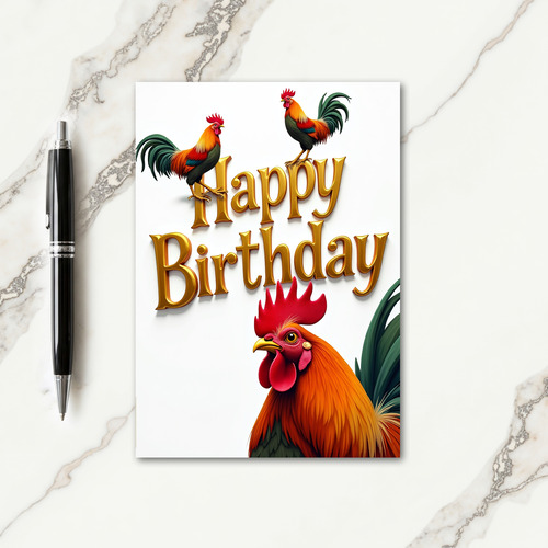 Golden Birds Birthday Card