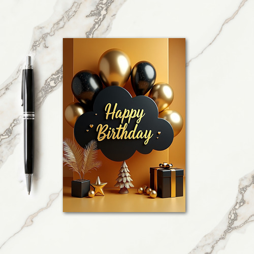 Golden Birthday Balloons Card