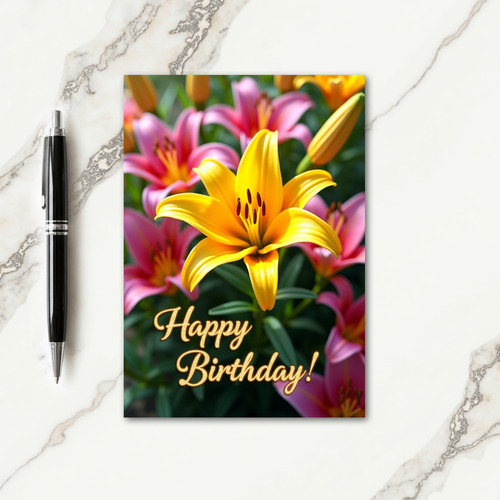 Golden Birthday Floral Bloom Card