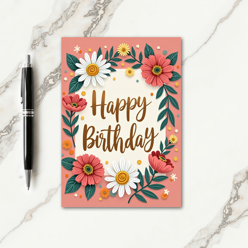 Golden Birthday Floral Card
