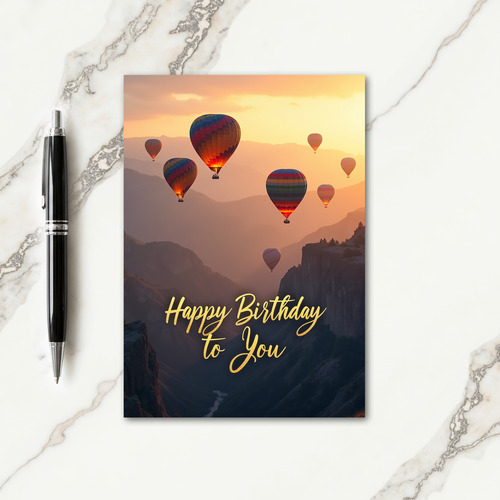 Golden Birthday Mountain Balloon Card